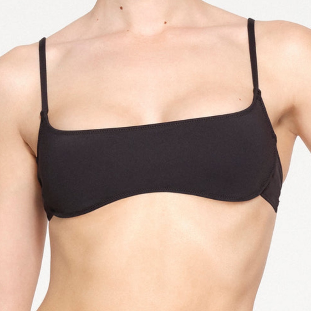NWT Skims Recycled Swim Micro Scoop Bikini Top Bathing Suit Onyx Size XL
